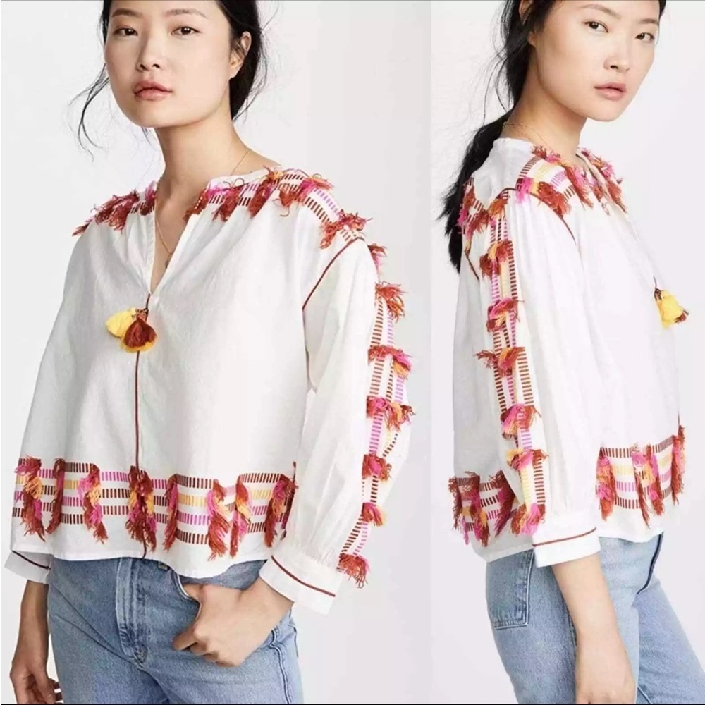 Roberta Roller Rabbit Fez Fringe Laura Top embroidered with fringe medium